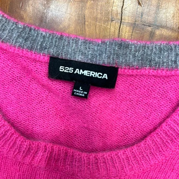 525 America, size L, Bright Pink Short Sleeve Cashmere Sweater - Picture 2 of 9